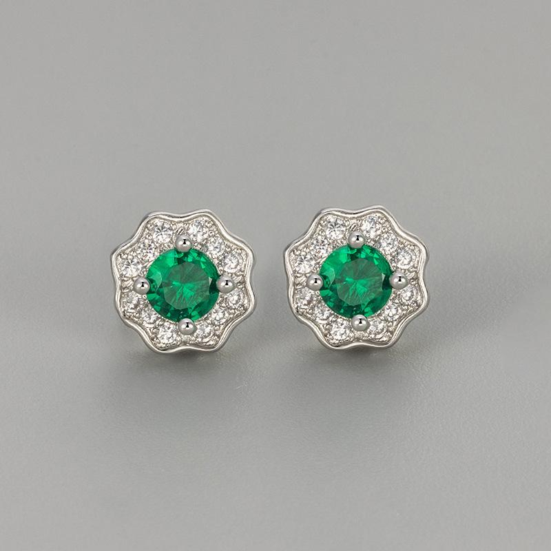 Elegant Round Zircon Flower Stud Earrings For Women Minimalist Chic Commuter Fashion Jewelry Accessories