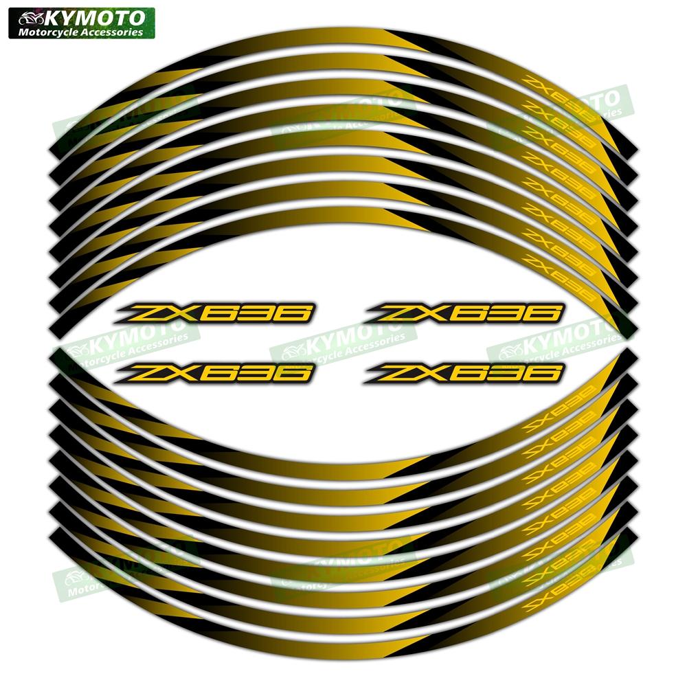 For ZX-6R ZX6R ZX636 636 motorcycle accessories 17 inch front and rear wheel stickers fairing reflective stickers decoration