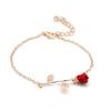 Elegant Red Rose Bracelet - Fashionable, Simple Flower Design for a Sweet Touch