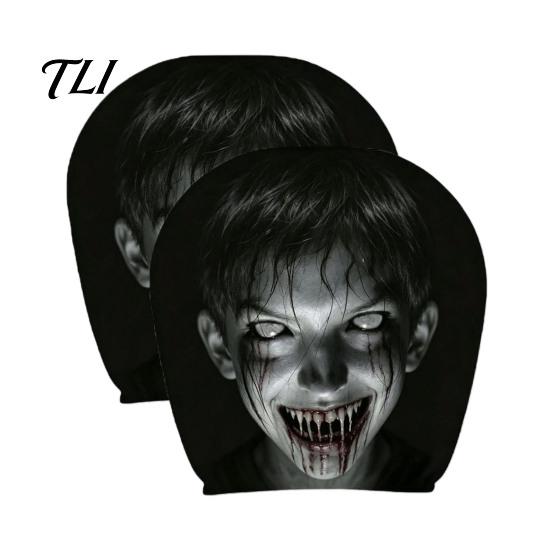 Fashionable Car Interior Decor 2Pcs Halloween Headrest Covers, Creepy Ghost Face Seat Durable Protector Protector, Breathable Auto for SUV Truck