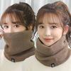 Маска-балаклава на все лицо Теплый зимний шарф-кольцо Женский Мужской Унисекс Однотонный С добавлением бархата Вязаные шарфы на шею Bufanda Шарф