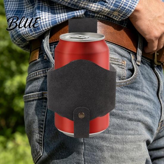 Портативный поясной держатель для напитков, hands-free, из PU, кожаный кобура-чехол с клипсой для ремня, для пеших прогулок, кемпинга