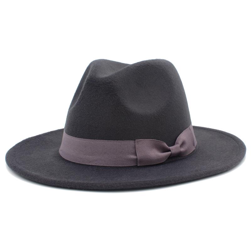 Федора с широкими полями в европейско-американском стиле с бантом: Модная унисекс джазовая шляпа