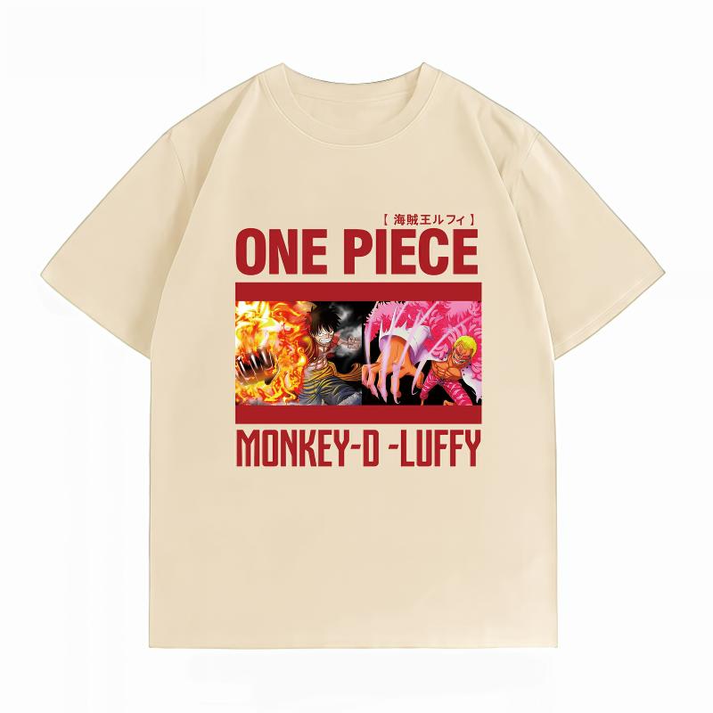 Унисекс Одежда Новая 100% Хлопок Дышащая Летняя Футболка Одна Штука Принт Luffy Doflamingo Повседневная Уличная Одежда Унисекс Топы