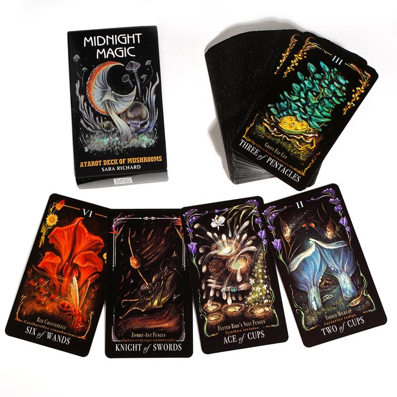Midnight Magic Tarot. Колода карт Таро с грибами. 78 уникальных дизайнов карт Таро, основанных на таинственном мире грибов.