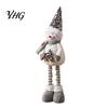 Stuffed Snowman Tabletop Decor Christmas Plush with Extendable Legs, Sequins Hat Holding Star Legs Doll, Standing Long Xmas Decoration Decorations