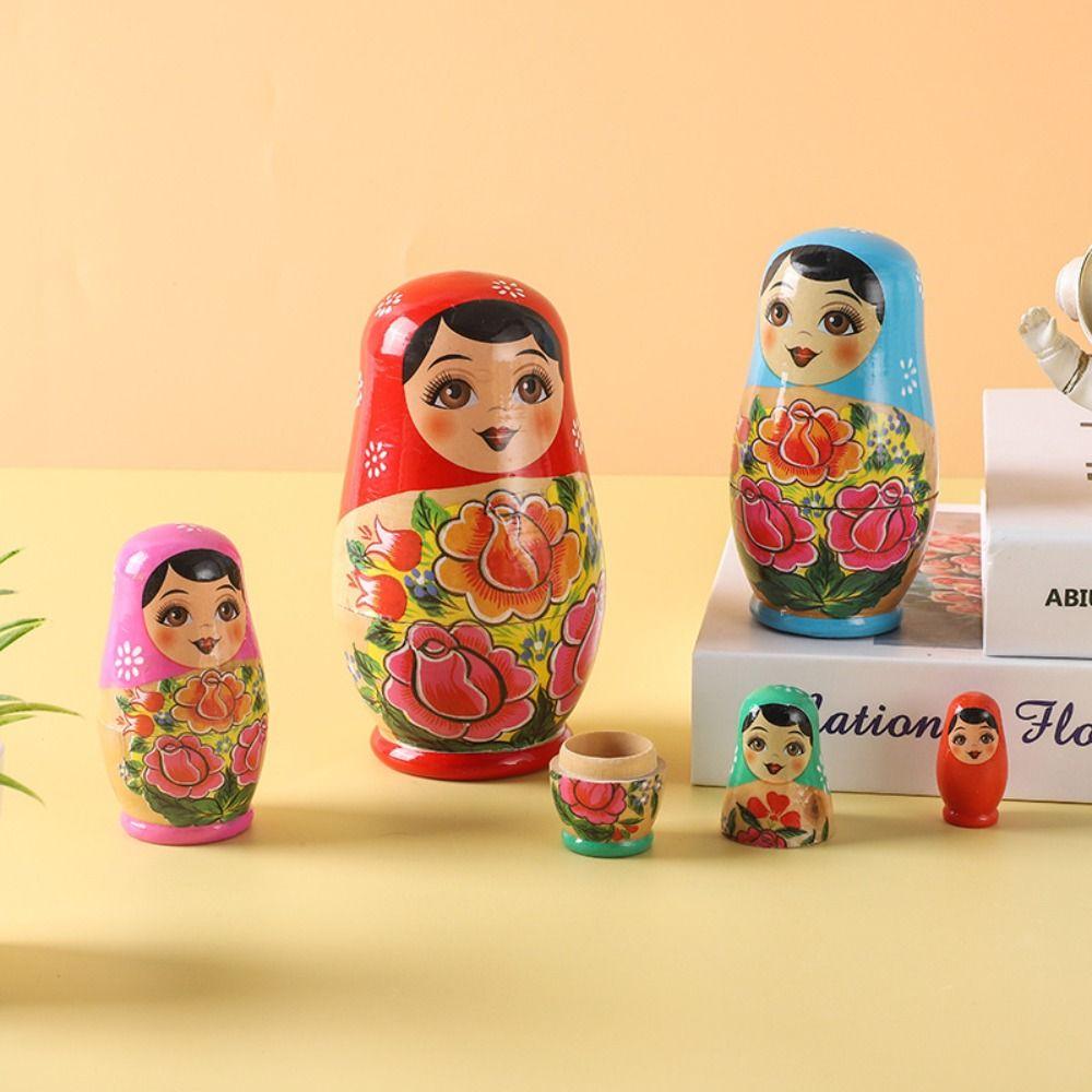 5 шт./компл. цветной рисунок для девочек, русская кукла, японская девушка, деревянные штабелируемые куклы, Рождество