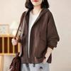 Coat Women's Autumn Hooded Zipper Cardigan Large Pockets Casual Versatile Loose Jacket Thin Solid Color Large Size Coat