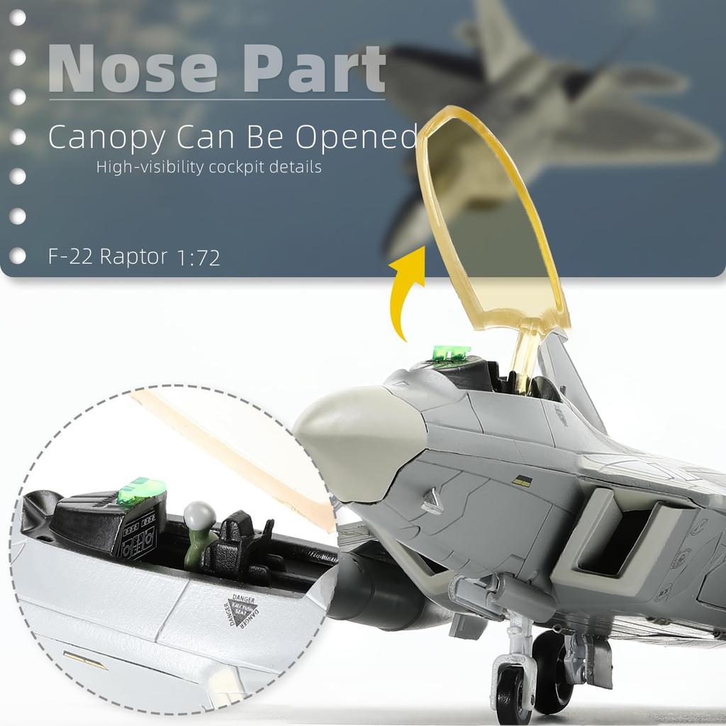 NUOTIE Raptor Metal Fighter Attack Prebuild Model Finish Product Aircraft Alloy Diecast Airplane Military Display Model Aircraft 27th 1/72 F-22 (FF
