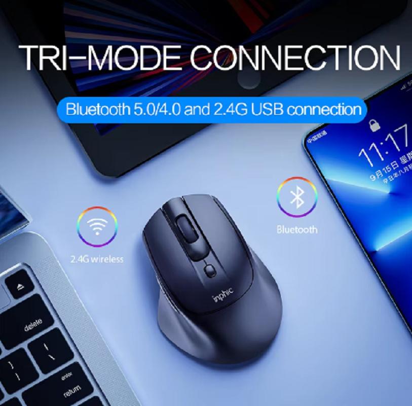 Inphic DR2 беспроводная Bluetooth-мышь с тремя режимами бесшумной зарядки для ноутбука, офиса, мобильного телефона, планшета, универсального