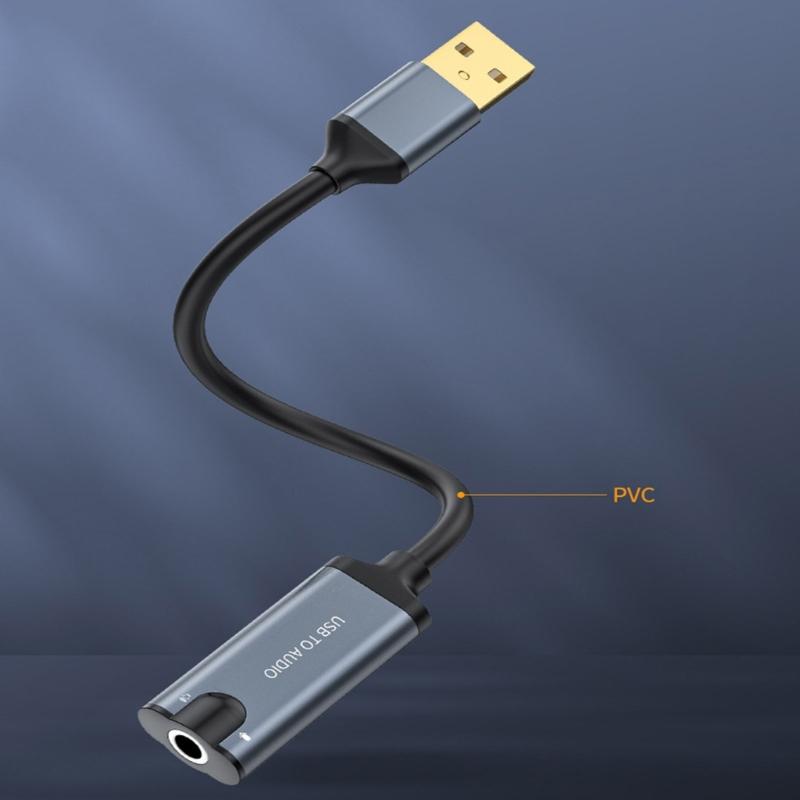 USB Звуковой адаптер Внешняя стерео звуковая карта с 3,5 мм портом для наушников и микрофона Подходит для ПК Мобильного телефона Ноутбука