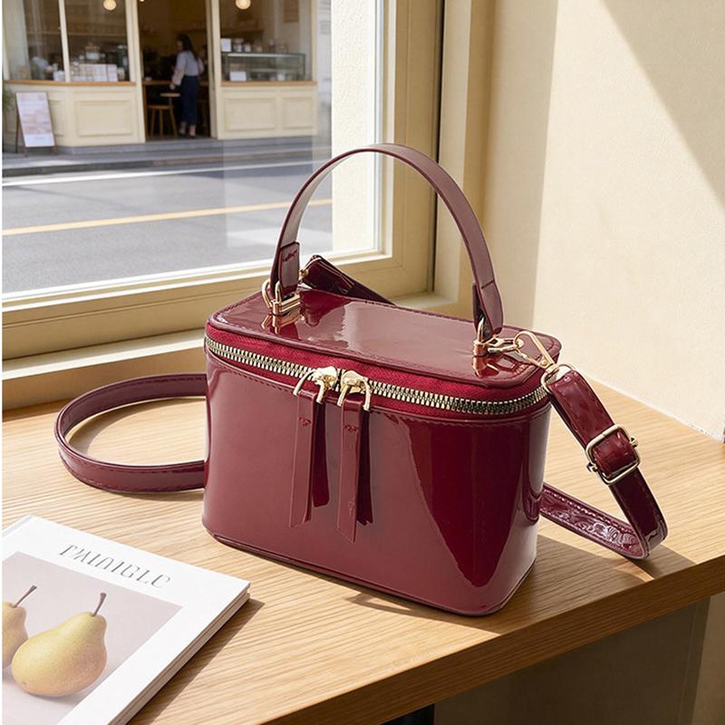 Yogodlns Korean Fashion Square Box Handbag Women's Mini Crossbody Bag Simple Urban Style PU Material Small Square Bag