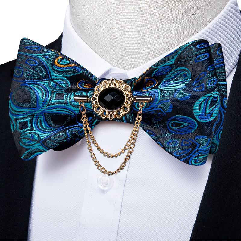 Dibangu Мужской комплект с предварительно завязанным галстуком-бабочкой, серый шелковый галстук, карманные квадратные запонки для официальной свадьбы