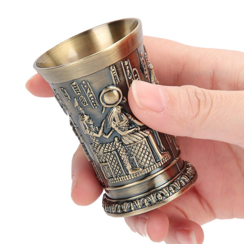 Embossed Metal Shot Glass Pharaoh Ramses Vintage Wine Glass Egyptian Wine Cup For Cocktail