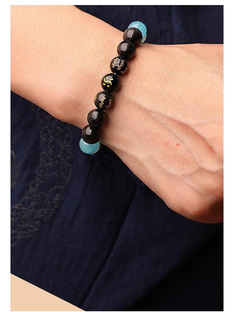 Двойной элемент Вода и Дерево Пятисторонний Бог Богатства Благоприятный Кристалл Браслет для Мужчин и Женщин