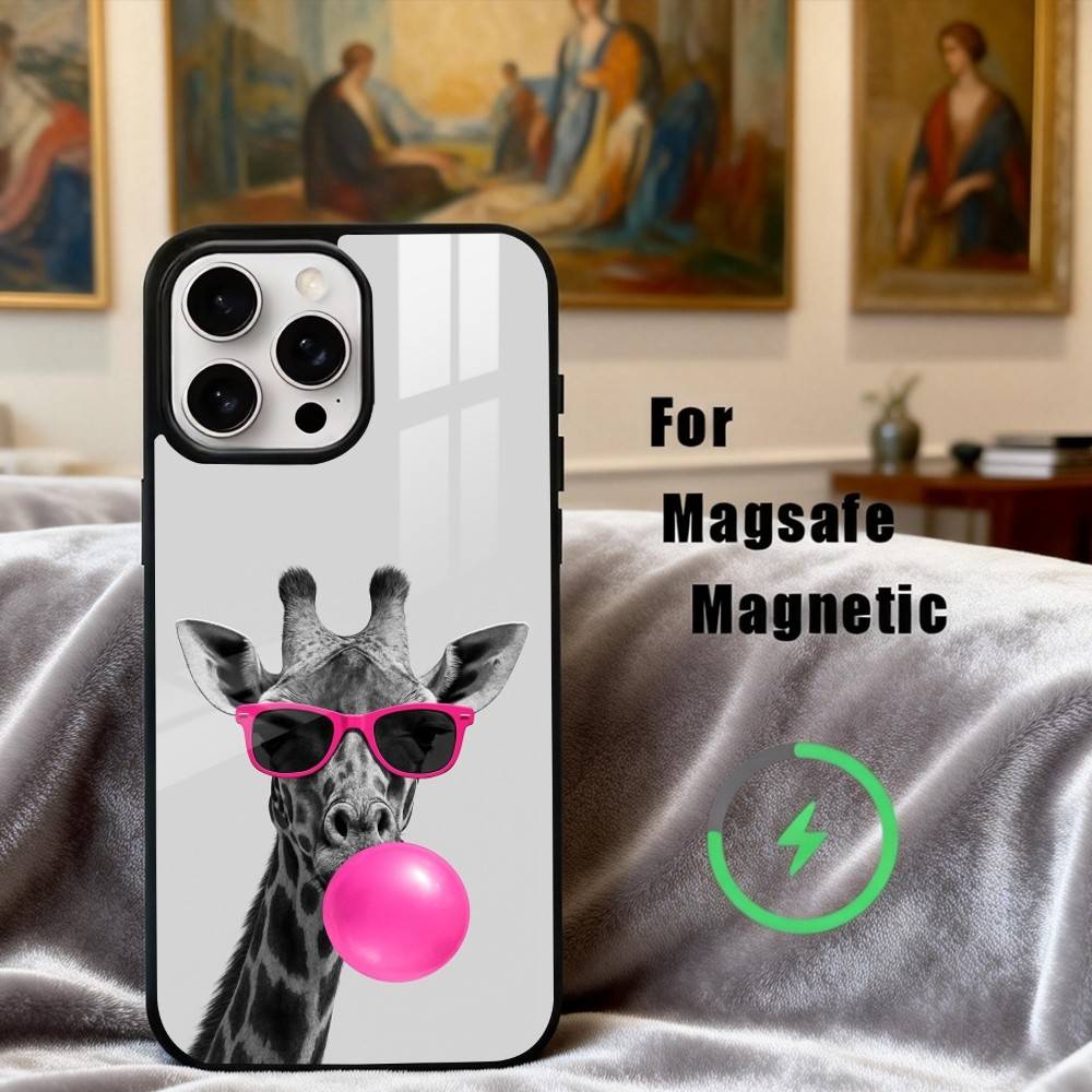 Высокая Жирафа Арт Чехол для Телефона для iPhone 17, 16, 15, 14, 13, 12, 11 Plus, Pro Max Магнитный Для Magsafe Беспроводной Зарядки