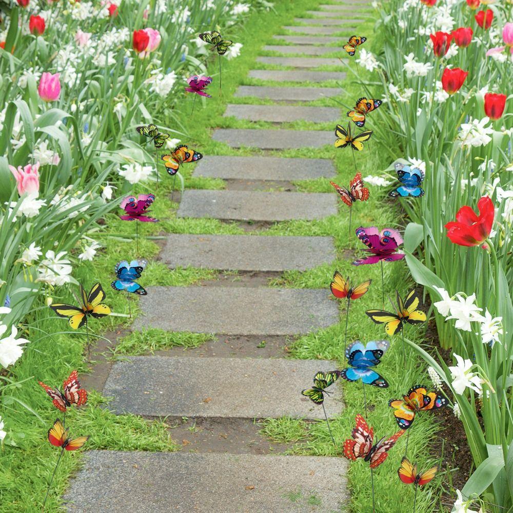 10pcs Metal Decorative Garden Stakes Colorful Garden Pile Flower Ground Stake Yard