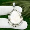 Pear Natural Scolecite Boho Birthday Mother Bezel New Pendant Sterling Silver