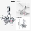 2024 Hot Sale Aircraft Globe Suitcase Three Piece Set Charm Bead Fits Bracelet Women Silver Pendant Beads Jewelry Gift