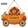 Indoor Outdoor Holiday Sign Thanksgiving Front Door Hanging Sign, Pumpkin Turkey Pattern Hanger, Autumn Ornament Harvest Wall for Farmhouse Porch Home