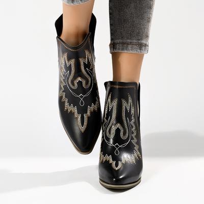 Ретро женские сапоги с вышивкой цветов, ковбойские сапоги на платформе, зимняя теплая обувь, ботильоны, повседневная обувь, боты женские, удобная обувь