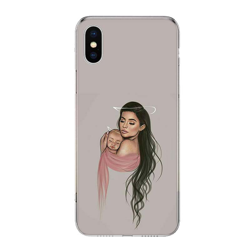 Мама Малышка Девочки Для iPhone 17 Air 16 15 14 Plus 13 Mini 12 11 Pro Max Чехол для телефона 16E 7 Печать 8 SE Fundas Чехол Мягкий Coque 16 15 1