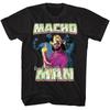 Macho Man - Коллаж из трех фотографий - Черная передняя печать, короткий рукав, детская футболка
