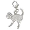 [Q4919] - Silver Charm Pendant 'Cat' Silver-white (rhodium-plated) - 18x15 Mm