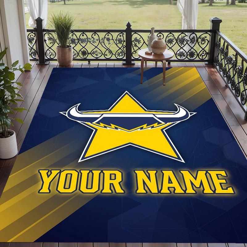 Custom Text Printed Rug North Queensland Cowboys Non Slip Floor Carpet For Home Room Decor