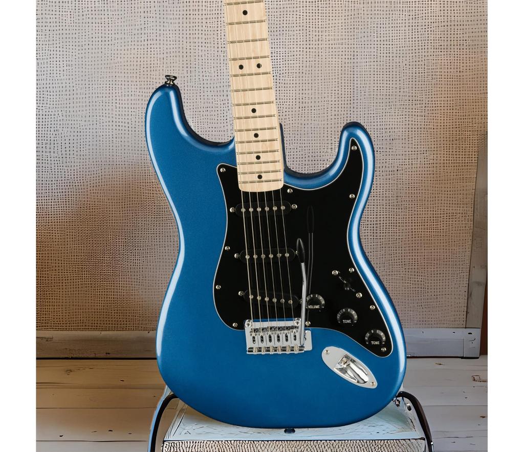 Squier by Fender Electric Guitar Affinity Maple Black Lake Placid Blue with Soft Case Series™ Stratocaster®, Fingerboard, Pickguard,