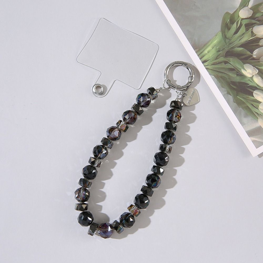 Detachable Crystal Bead Pendant Transparent Phone Lanyard Crystal Bead Keychain  for Women Girls