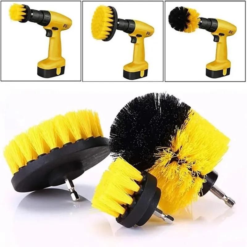 3 pcs/set drill brush set power scrubber wash cleaning brushes tool kit for Grout Floor tub shower tile bathroom kitchen surface