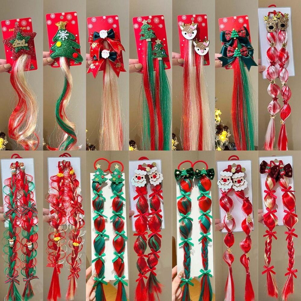 1/2pcs Christmas Tree Festive Hairpin Ornament Dress Up Bow Braid Headband  Daily Use