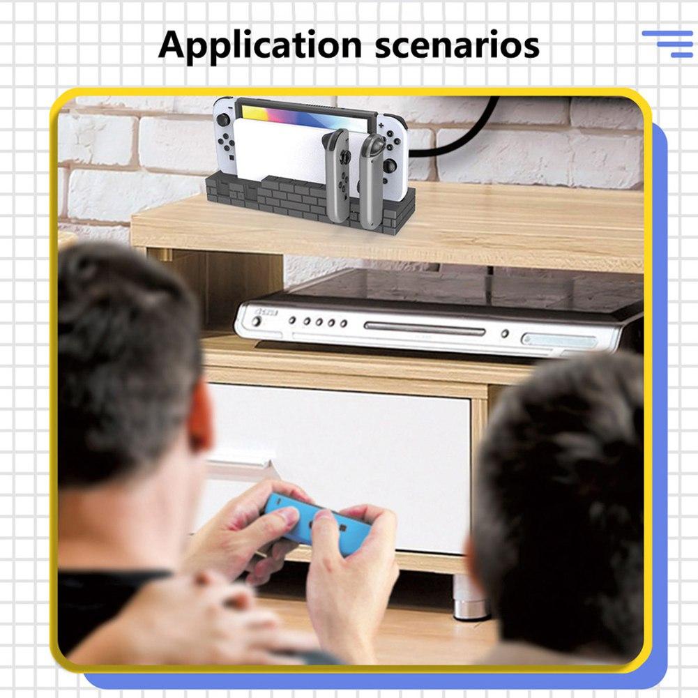 Зарядная док-станция контроллера Switch, совместимая с Nintendo Switch и моделями Joycon с OLED-дисплеем, модернизированная 8 игровыми хранилищами для Nintendo Switch Joycon