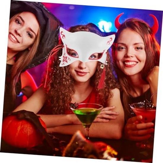 MOBUTOFU Limited Japanese Style Half Cat Fox Spirit Christmas Cosplay Face Womens Halloween Party