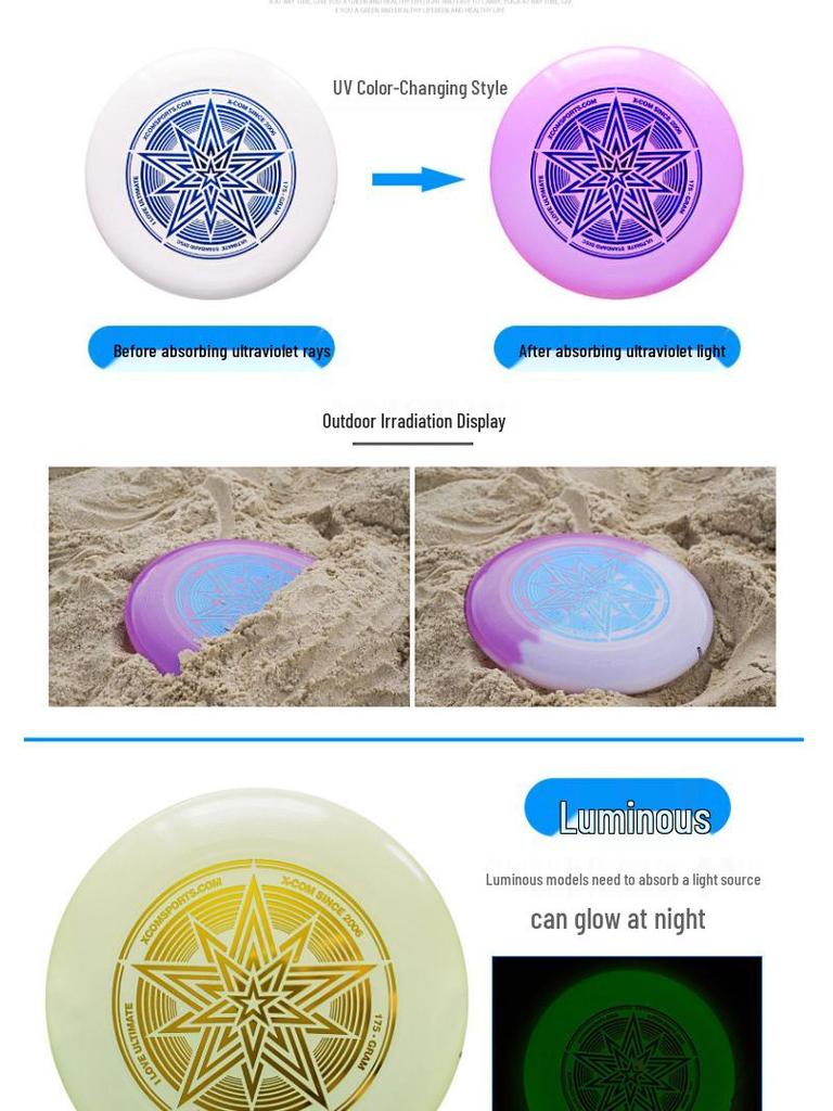 XCOM Ike 175g Luminous X-Star Frisbee - Ultimate Competition & Parent-Child Outdoor Game