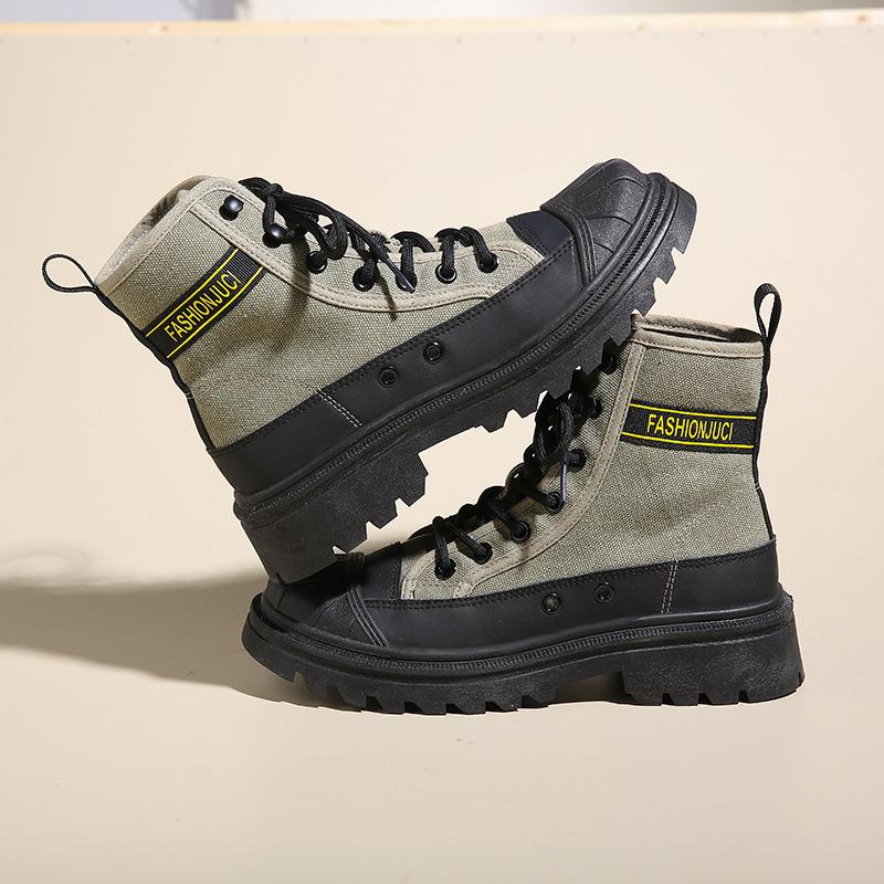 Ботинки мотоциклетные женские летние на толстой подошве, с коротким голенищем, сетчатые, красные, рабочие, локомотивные, короткие, из парусины деним Shell Head