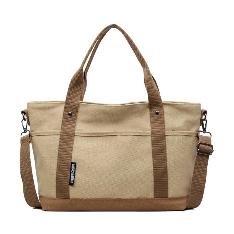 Canvas Bag Women's Large-capacity New Summer Versatile Messenger Bag Casual Portable College Student Tote Bag