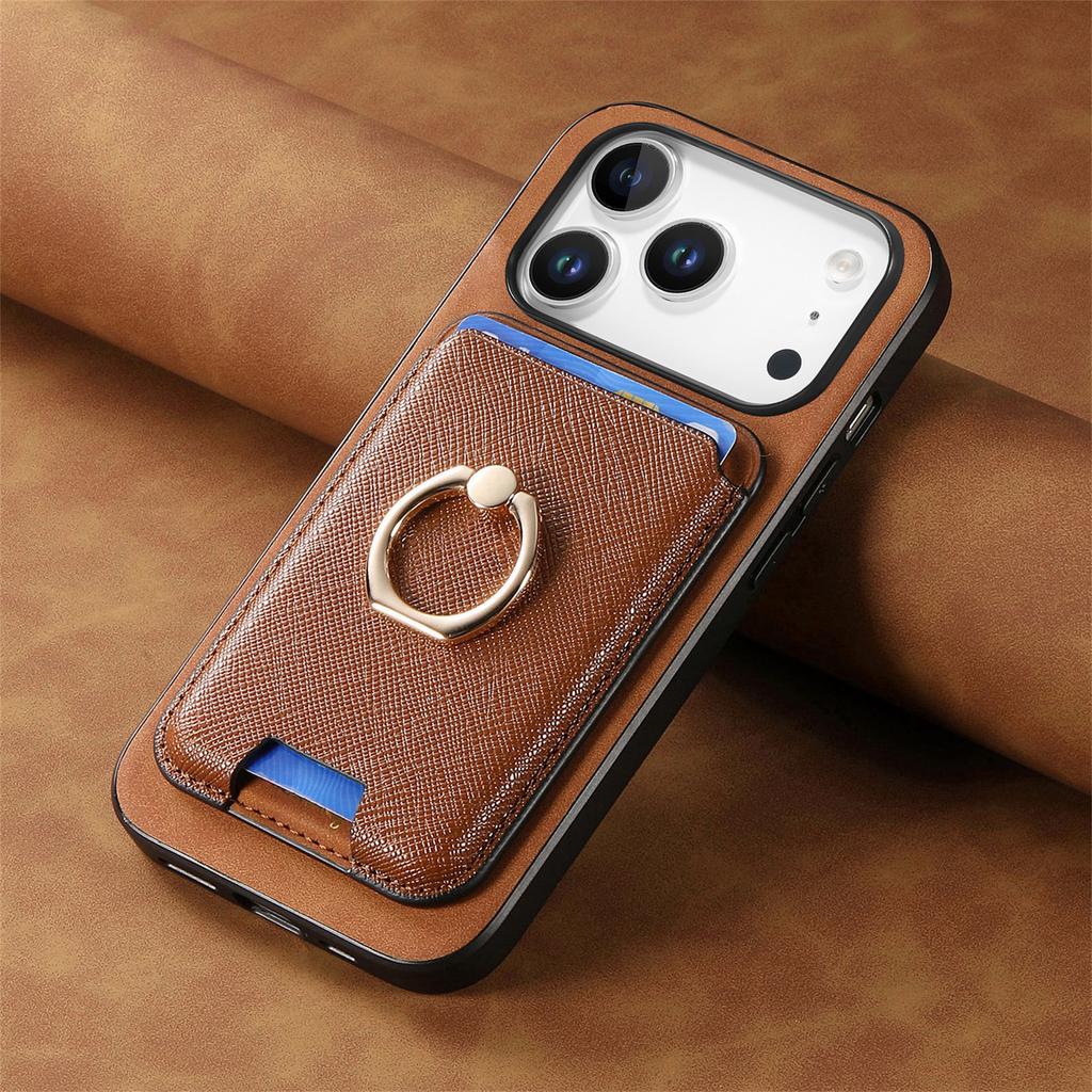 2 в 1 Съемный слот для карт Кожаный кошелек-чехол Для iPhone 17 Pro Max 16 Plus 15 14 13 12 11 17air 16E SE4 Магнитное кольцо-держатель