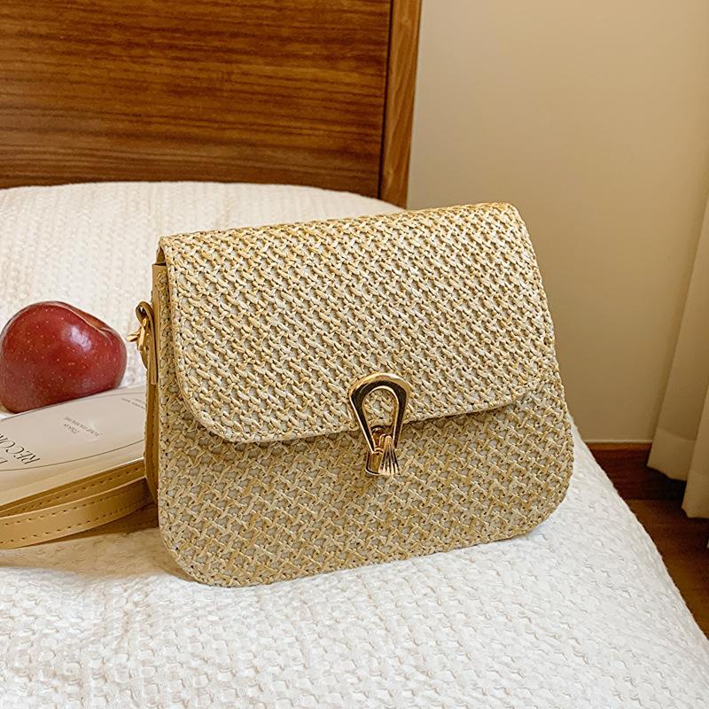 Плетеные женские сумки Модные весенние и летние сумки-мессенджеры Женские соломенные плетеные сумки Простые иностранного стиля Маленькие квадратные сумки