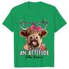 Highland Cow Print TShirts for Women Attitude Design Female Tshirts Short Sleeve Oneck T Shirt Funny Cartoon Clothes Women