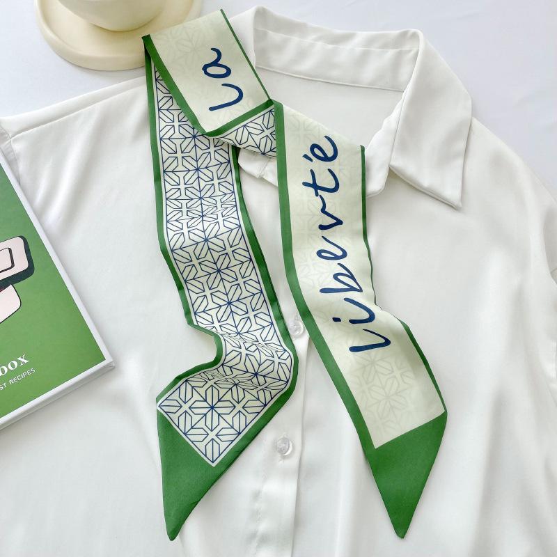 Long Silk Scarf, High-end New Versatile Hair Tie Streamer, Atmosphere Ribbon, Spring and Summer Decorative Scarf, Tied Bag Streamer