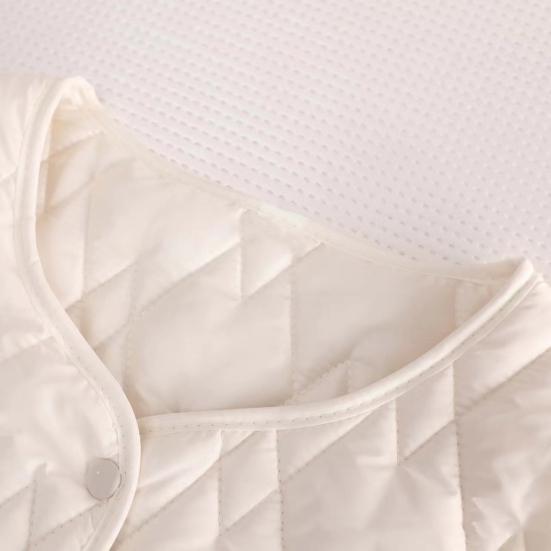 Women's Thermal Vest Sleeveless Single-breasted Closure Jacket Solid Color Round Neck Imitation Silk Cotton Padded Waistcoat for Autumn Winter