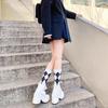 Canvas Shoes Women's Retro Chunky High-heeled High-top Lace-up White  Casual Shoes