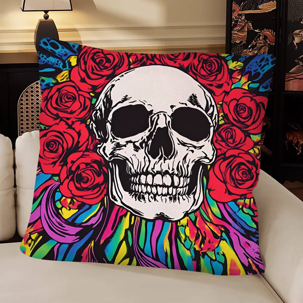 Band GGrateful DDead Pillow Case Fashion Square Pillowcase Bedroom Sofa Room Ins Decoration Leisure