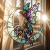 Yousheng Suncatcher Acrylic Stained Glass Effect Butterfly/Dragonfly/Fairy Ornament Window Hanging Decor Holiday Gift for Women Mom Grandma
