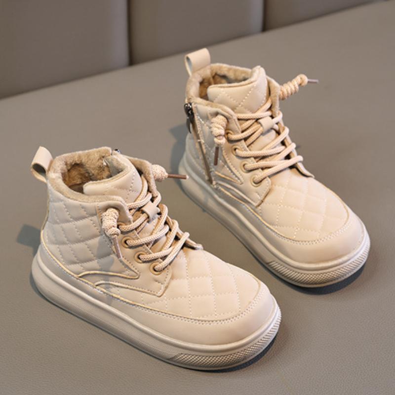 Kids Shoes Boots for Girl Solid Color Versatile Winter Boots for Children Causal School Children Simple Cotton Boot
