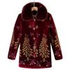 Winter Warm Fleece Lined Coat for Middle Aged Women Thickened Printed Cotton Clothes