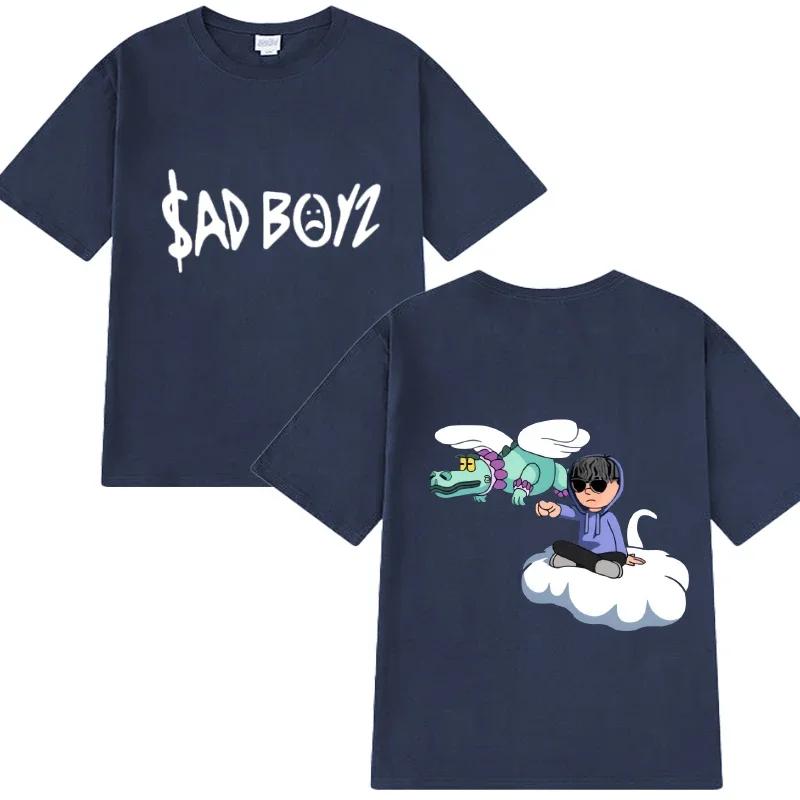 Популярный певец Junior H Sad boyz харадзюку Мультяшная графическая футболка Мужские Женские Оверсайз футболки с коротким рукавом Унисекс 100% Хлопок Топы
