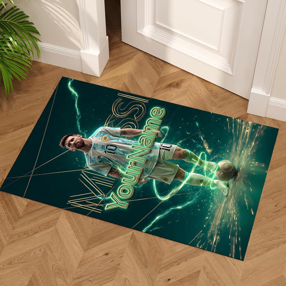 Messi Customize Your Name Carpet Suitable for Hallway Game Room Outdoor Living Rooms Antislip Carpet Decorate Offices Perfect Gift for Friends & Famil